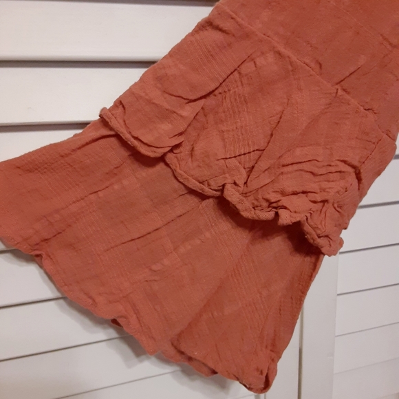 C&V Cottage Style Crepe Mini Dress with Ruffles & Bell Sleeves - Picture 7 of 15